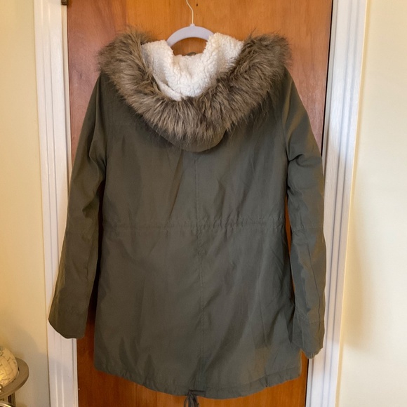 Prince and Fox Olive Green Winter Coat Removable Hood Sz M - READ! - Picture 4 of 11